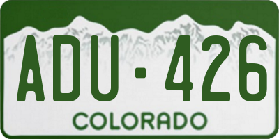 CO license plate ADU426
