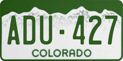 CO license plate ADU427