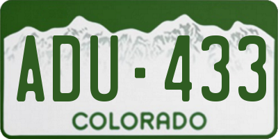 CO license plate ADU433