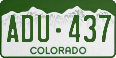 CO license plate ADU437