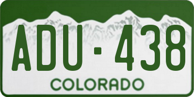 CO license plate ADU438