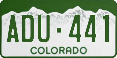 CO license plate ADU441