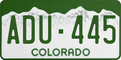 CO license plate ADU445