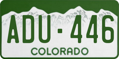 CO license plate ADU446