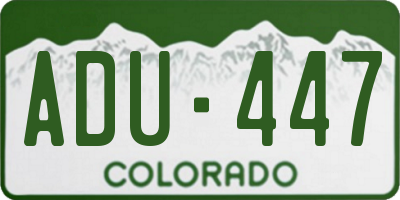 CO license plate ADU447