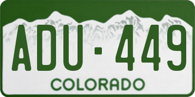 CO license plate ADU449