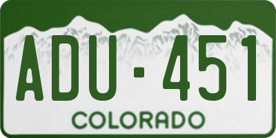 CO license plate ADU451