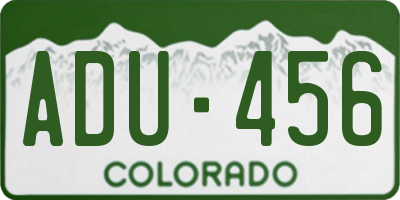 CO license plate ADU456