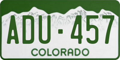 CO license plate ADU457