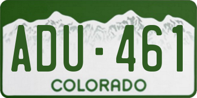 CO license plate ADU461