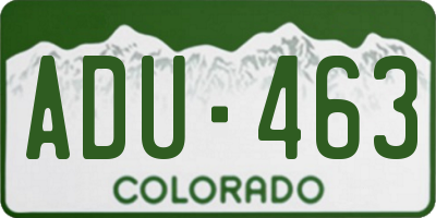 CO license plate ADU463