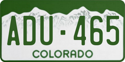 CO license plate ADU465