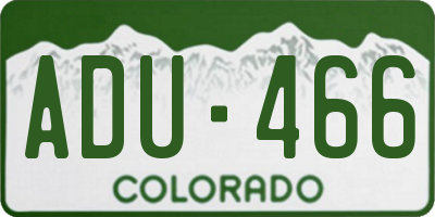 CO license plate ADU466