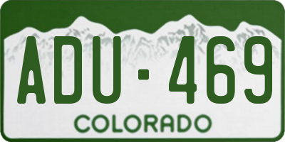 CO license plate ADU469