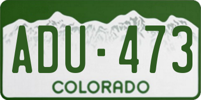 CO license plate ADU473