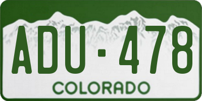 CO license plate ADU478