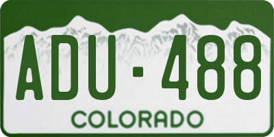 CO license plate ADU488