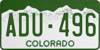 CO license plate ADU496