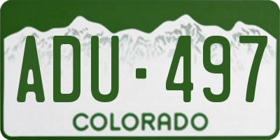 CO license plate ADU497