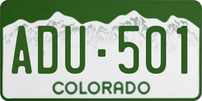 CO license plate ADU501