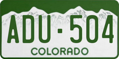 CO license plate ADU504