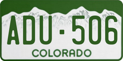 CO license plate ADU506