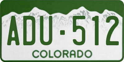 CO license plate ADU512