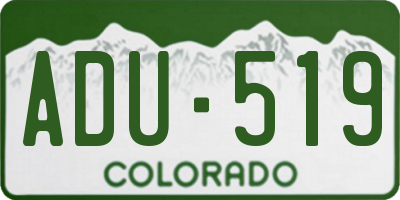 CO license plate ADU519