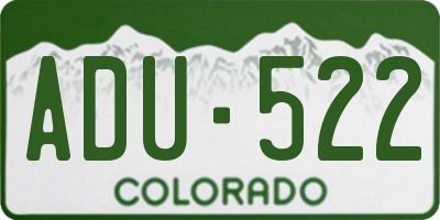 CO license plate ADU522