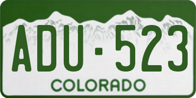 CO license plate ADU523