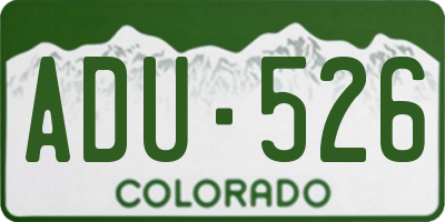 CO license plate ADU526