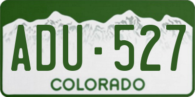 CO license plate ADU527