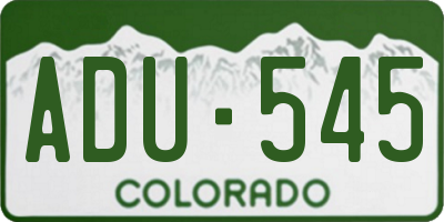 CO license plate ADU545