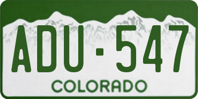 CO license plate ADU547