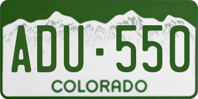 CO license plate ADU550