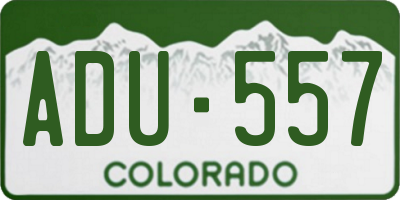 CO license plate ADU557