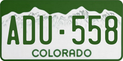CO license plate ADU558