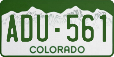 CO license plate ADU561