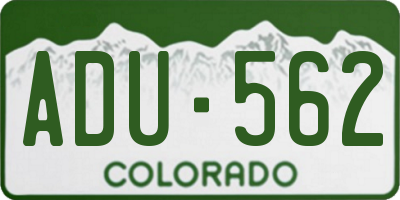 CO license plate ADU562
