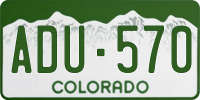 CO license plate ADU570