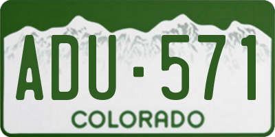 CO license plate ADU571