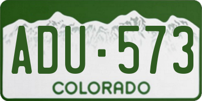 CO license plate ADU573