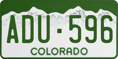 CO license plate ADU596