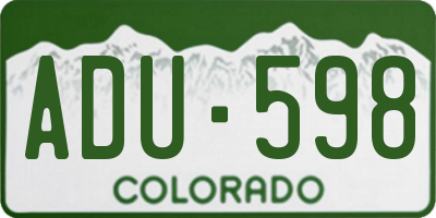 CO license plate ADU598