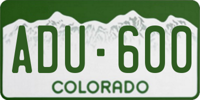 CO license plate ADU600