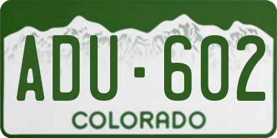 CO license plate ADU602