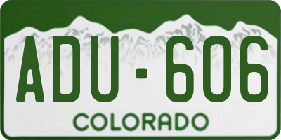 CO license plate ADU606