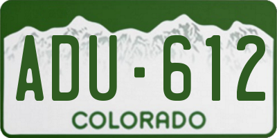 CO license plate ADU612