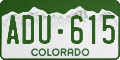 CO license plate ADU615