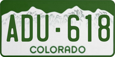 CO license plate ADU618